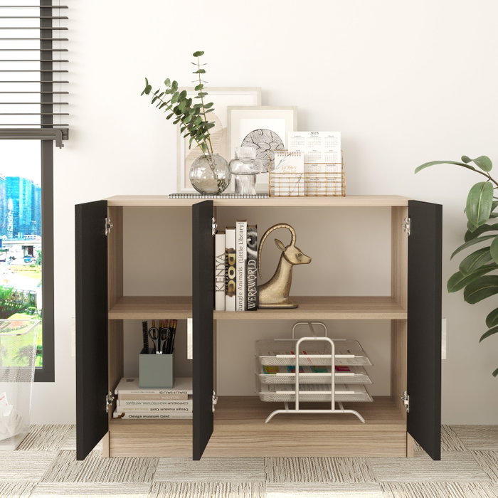 Hanah Home Armario Multiusos Vo5-Ob Roble y Negro